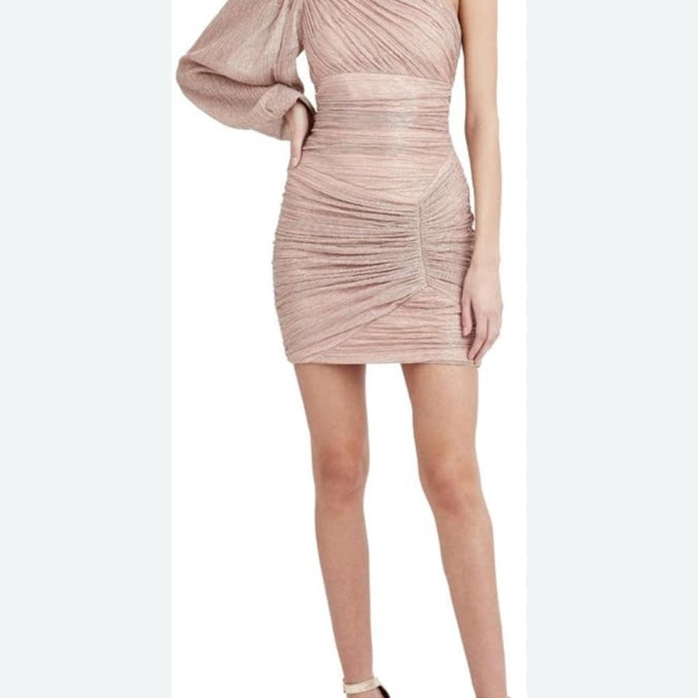 BCBGMaxAzria One-Shoulder Pink Mini Dress